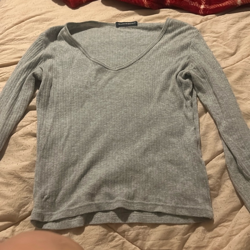Brandy Melville Grey Ribbed Long Sleeve